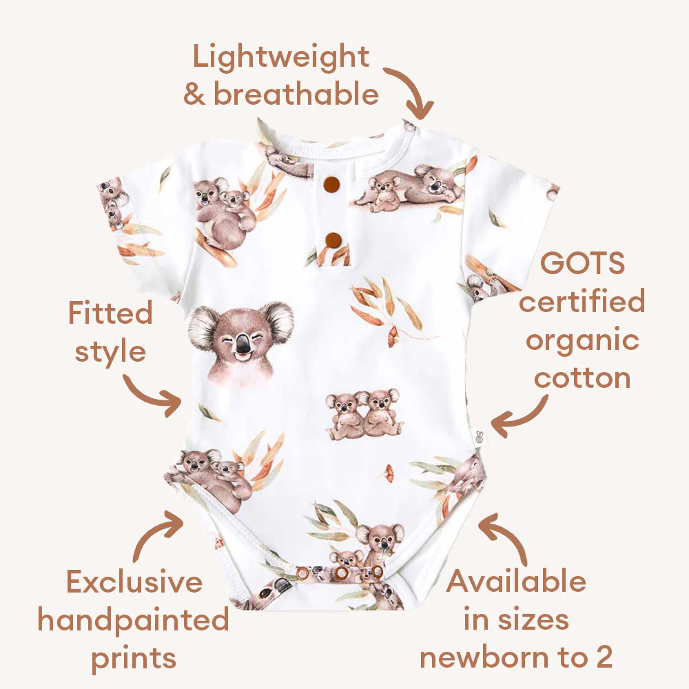 Koala Short Sleeve Organic Bodysuit - Image 4