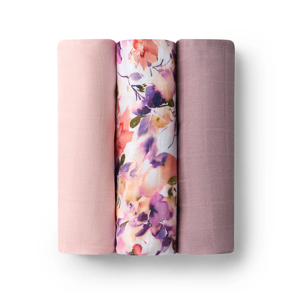 Large Organic Muslin Wraps 3 Pack - Blushing Beauty/Dusk/Fairytale - Image 2