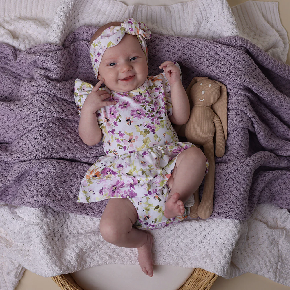 Lavender Diamond Knit Organic Baby Blanket - Image 3