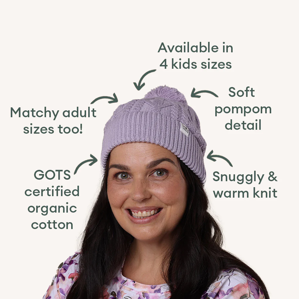 Lavender Organic Adult Knit Beanie - Image 3