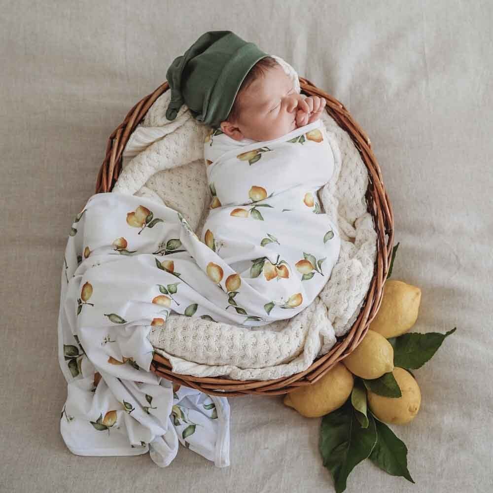 Lemon Organic Jersey Wrap & Beanie Set - Image 3
