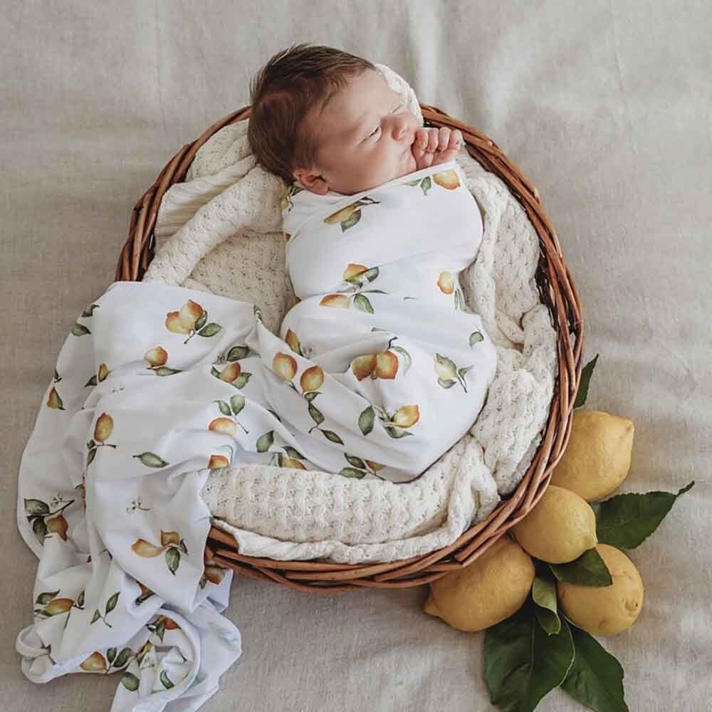 Lemon Organic Jersey Wrap & Beanie Set - Image 6