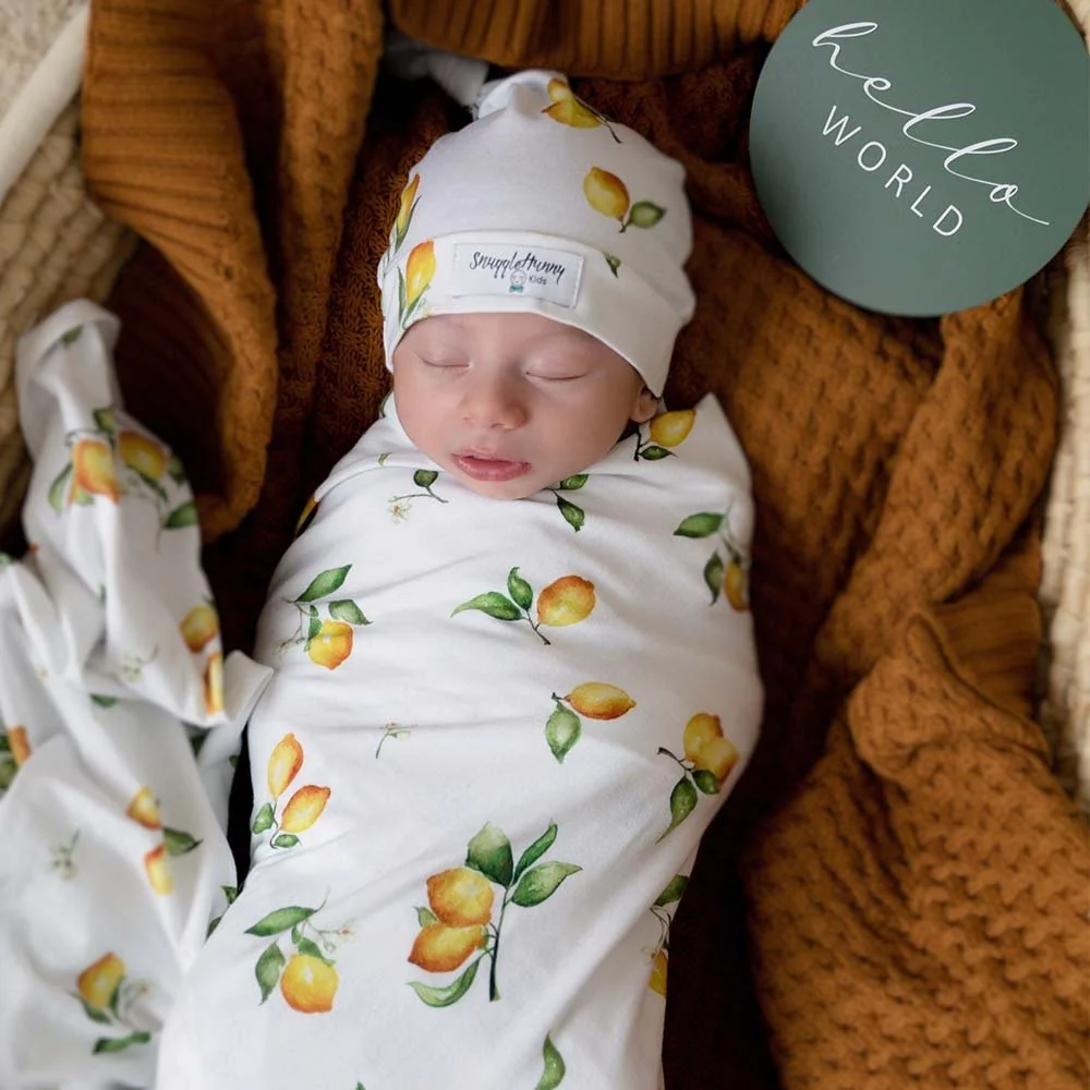 Lemon Organic Jersey Wrap & Beanie Set - Image 8