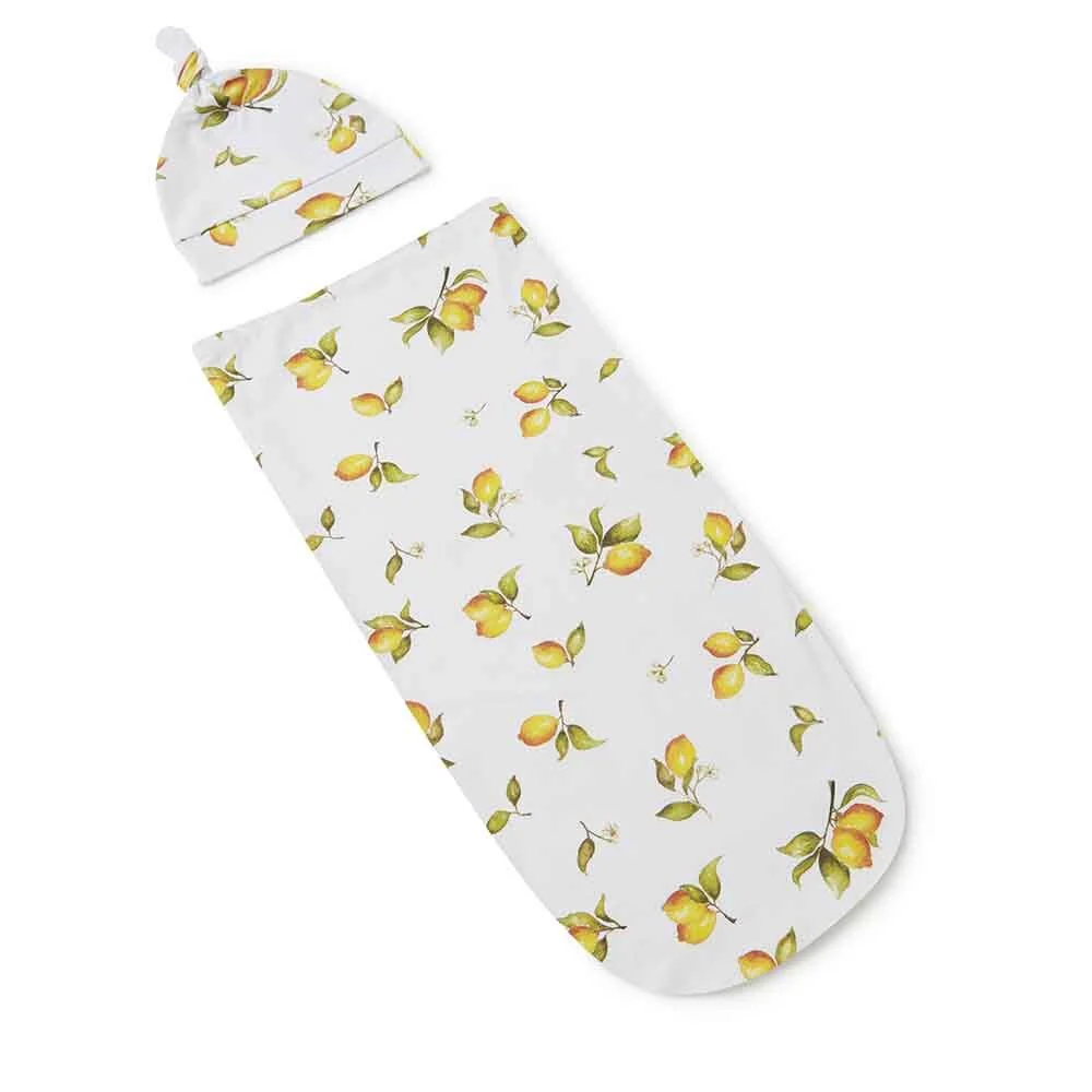 Lemon Organic Snuggle Swaddle & Beanie Set - Image 2
