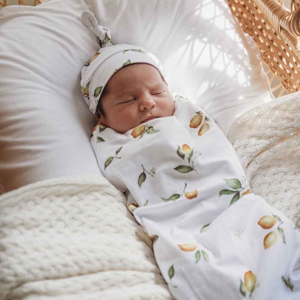 Lemon Organic Snuggle Swaddle & Beanie Set - Image 3