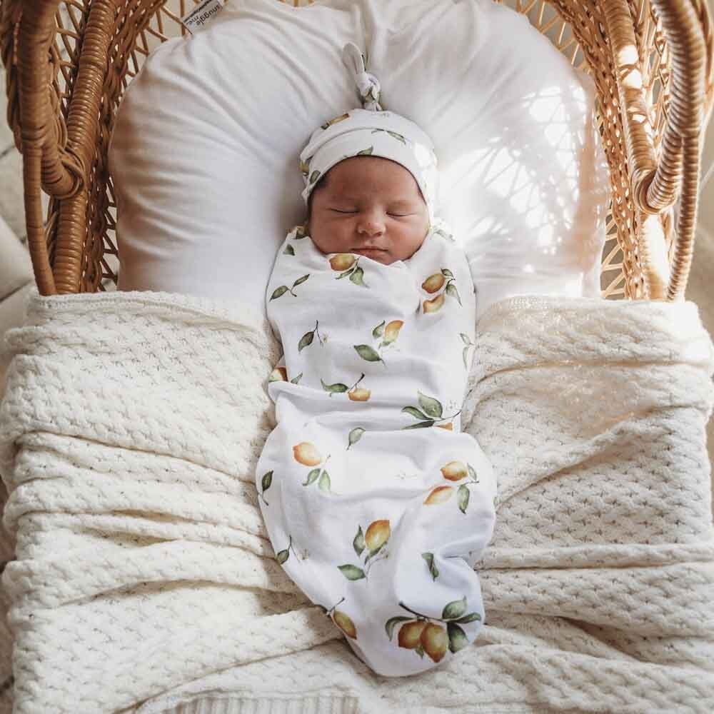 Lemon Organic Snuggle Swaddle & Beanie Set - Image 4