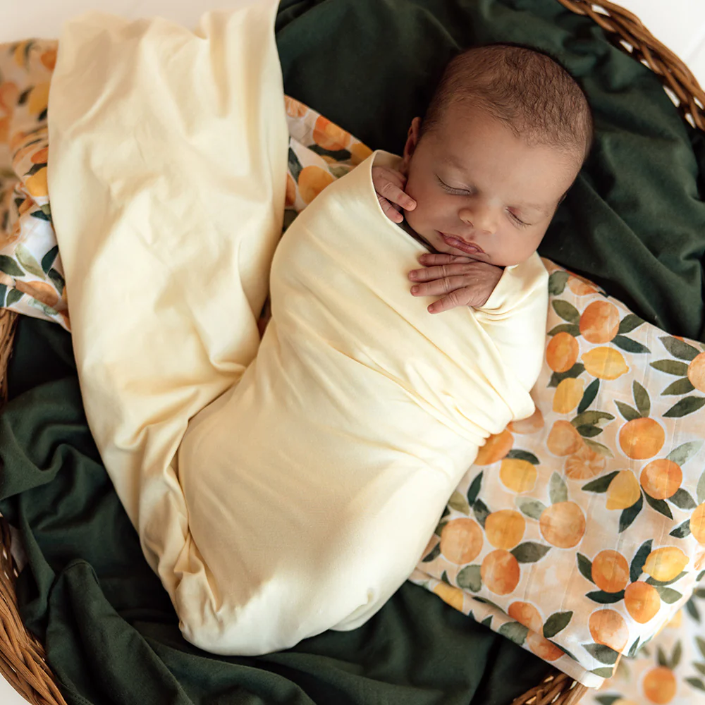 Lemon Sorbet Organic Jersey Wrap & Beanie Set - Image 3