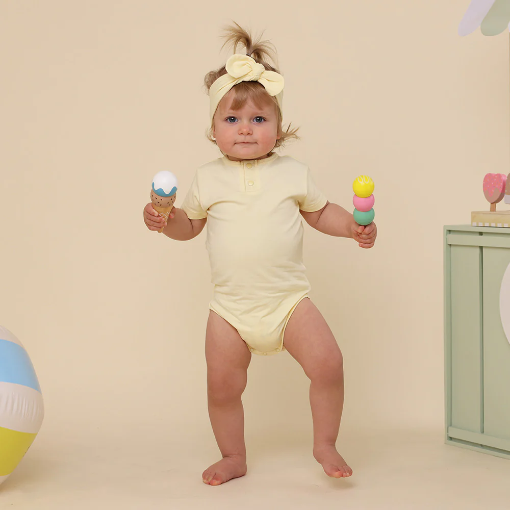 Lemon Sorbet Short Sleeve Organic Bodysuit - Image 3