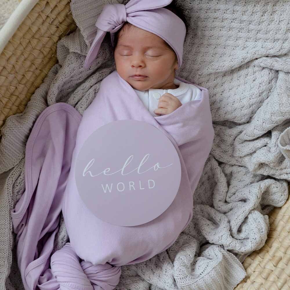 Lilac Organic Jersey Wrap & Topknot Set - Image 7