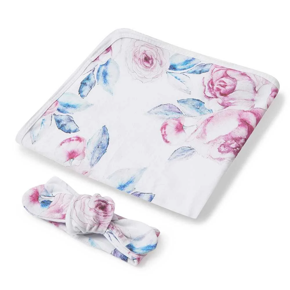 Lilac Skies Organic Jersey Wrap & Topknot Set - Image 2