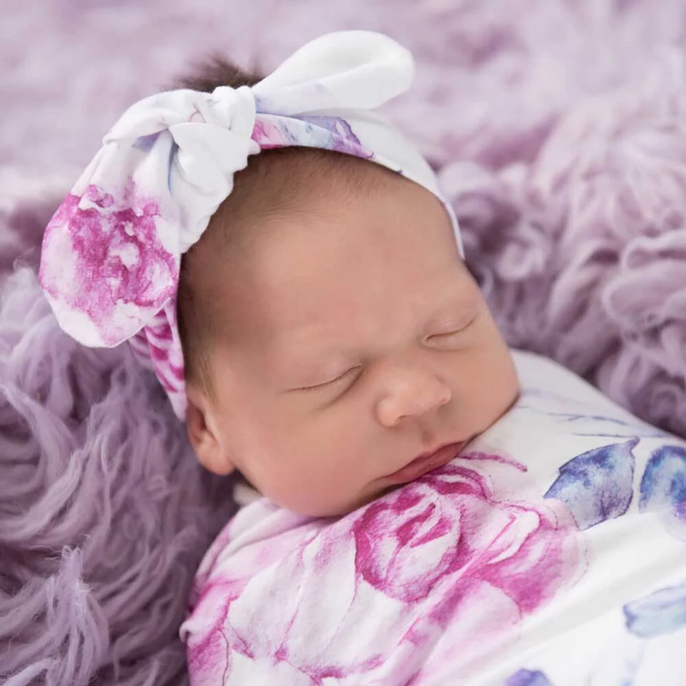 Lilac Skies Organic Jersey Wrap & Topknot Set - Image 3