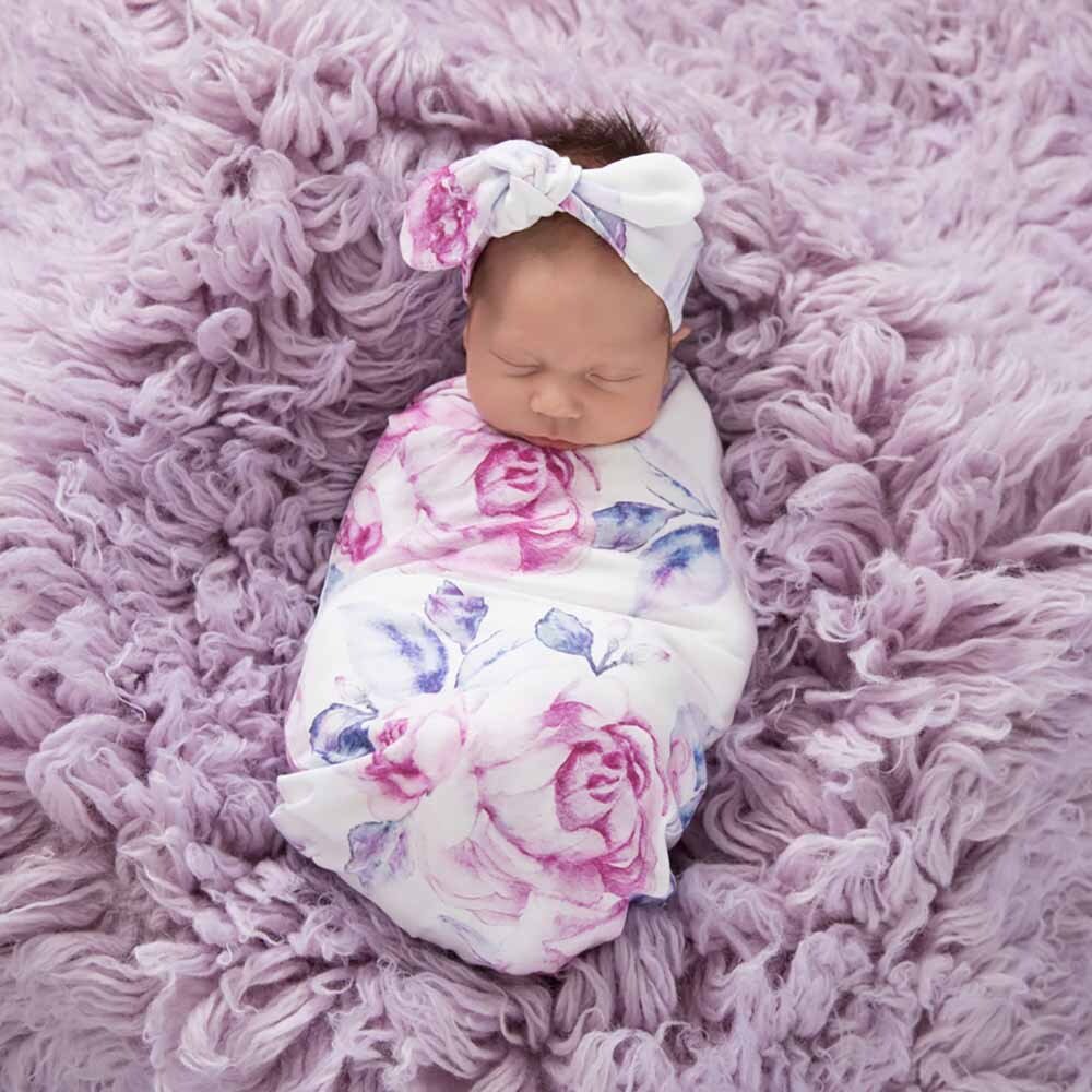 Lilac Skies Organic Jersey Wrap & Topknot Set - Image 7
