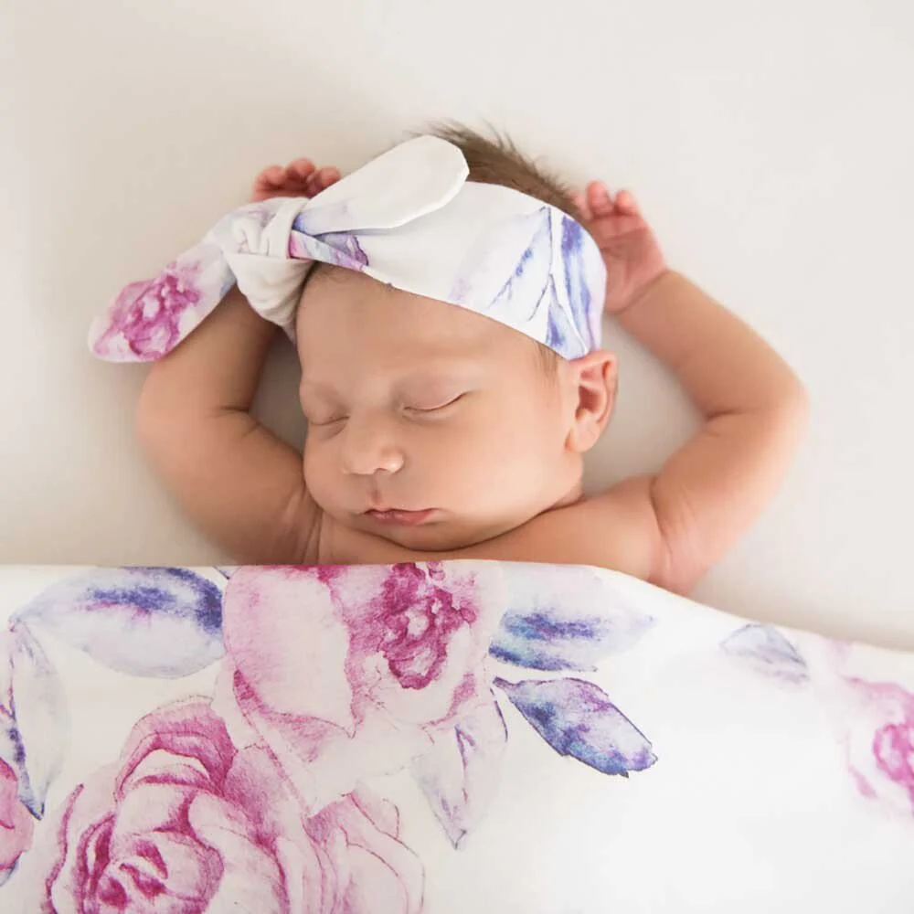 Lilac Skies Organic Jersey Wrap & Topknot Set - Image 8