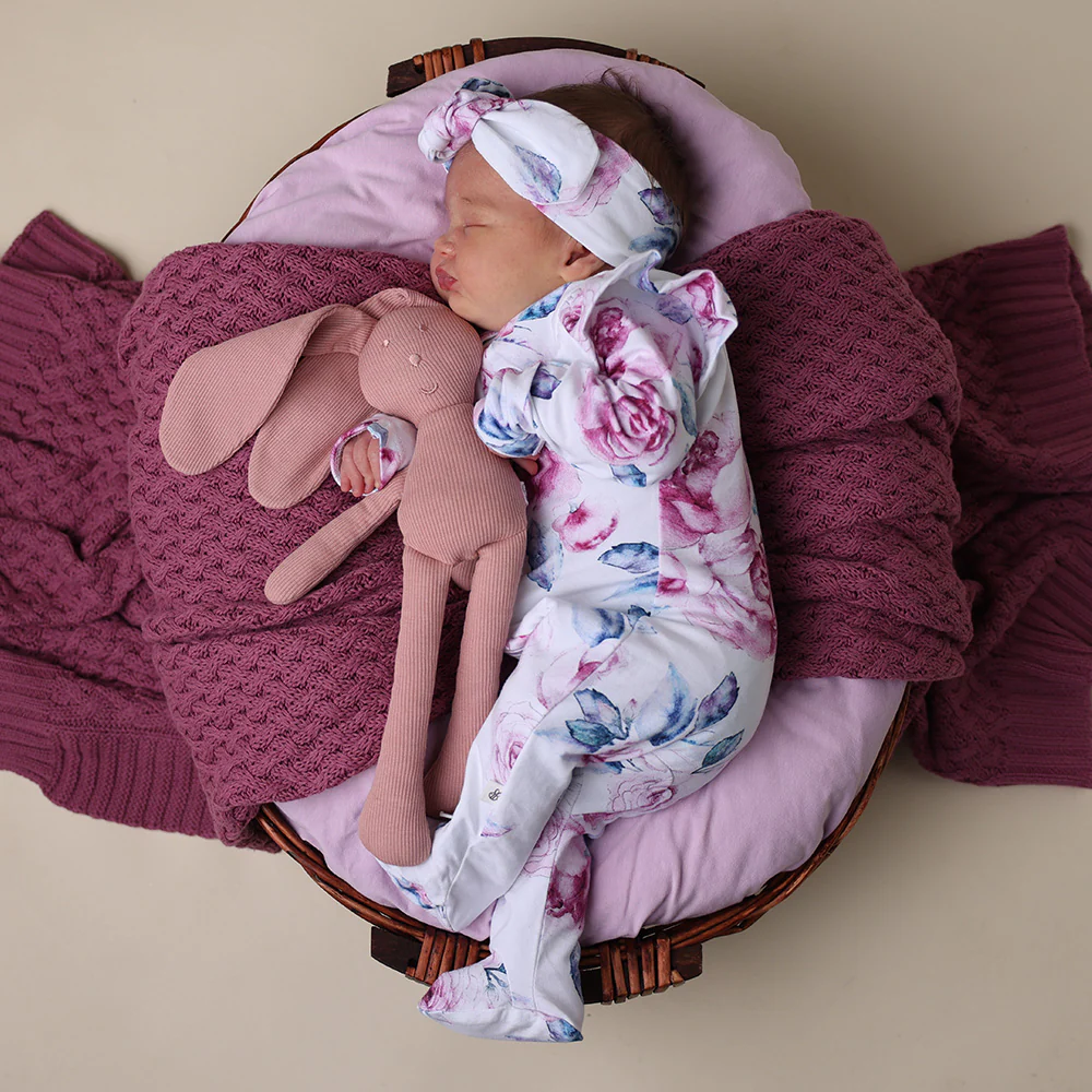 Lilac Skies Organic Snuggle Sleepsuit Zip Footie with Frill - Image 8
