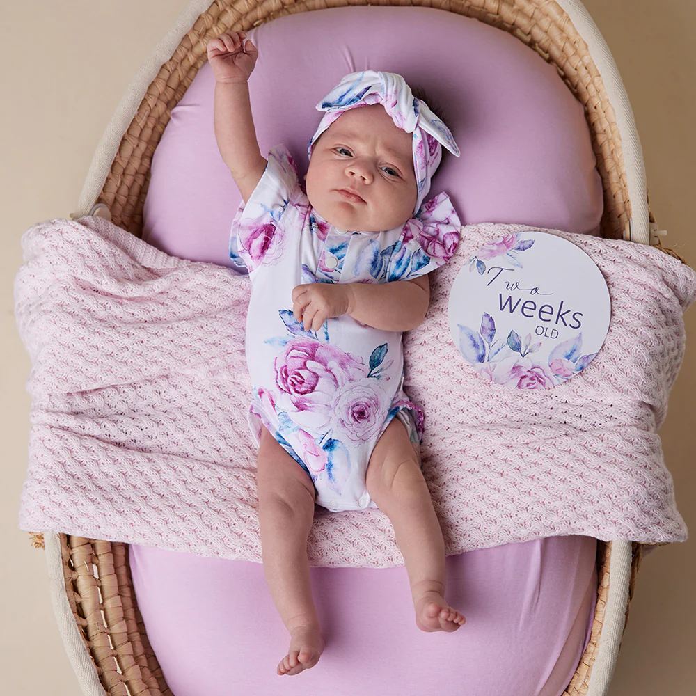 Lilac Skies Short Sleeve Organic Bodysuit with Frill - Image 11
