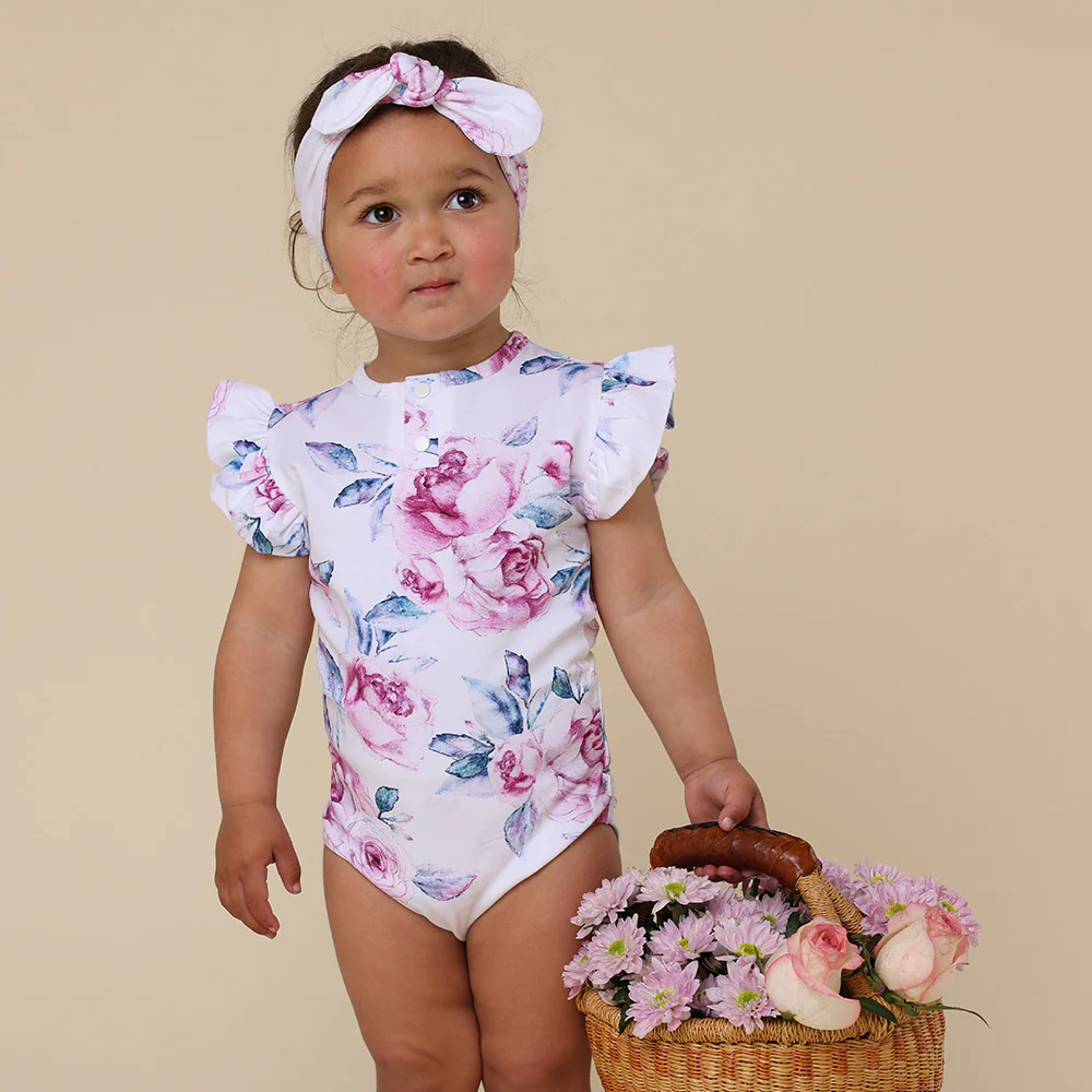 Lilac Skies Short Sleeve Organic Bodysuit with Frill - Image 12