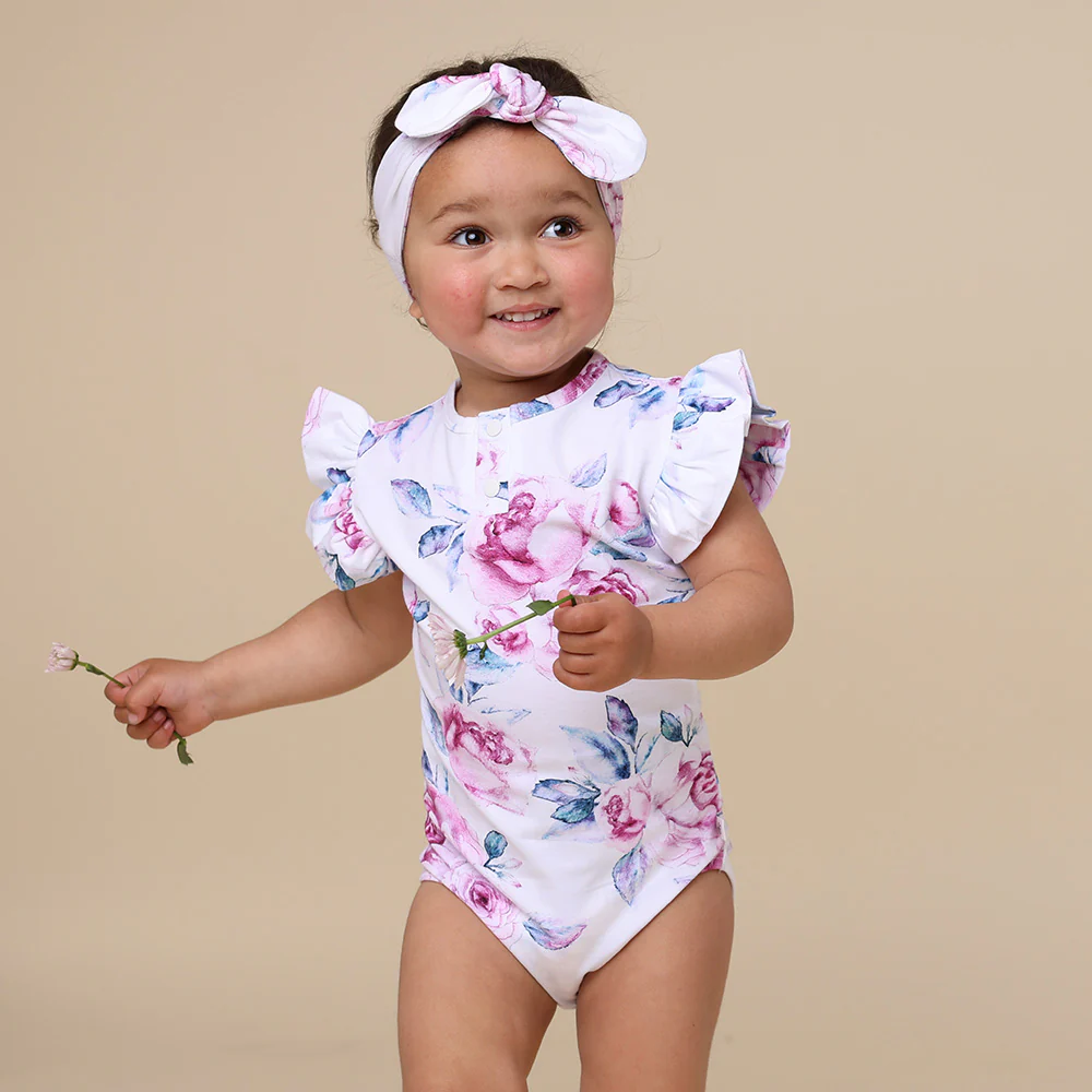 Lilac Skies Short Sleeve Organic Bodysuit with Frill - Image 3