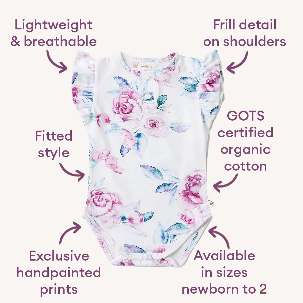 Lilac Skies Short Sleeve Organic Bodysuit with Frill - Image 5