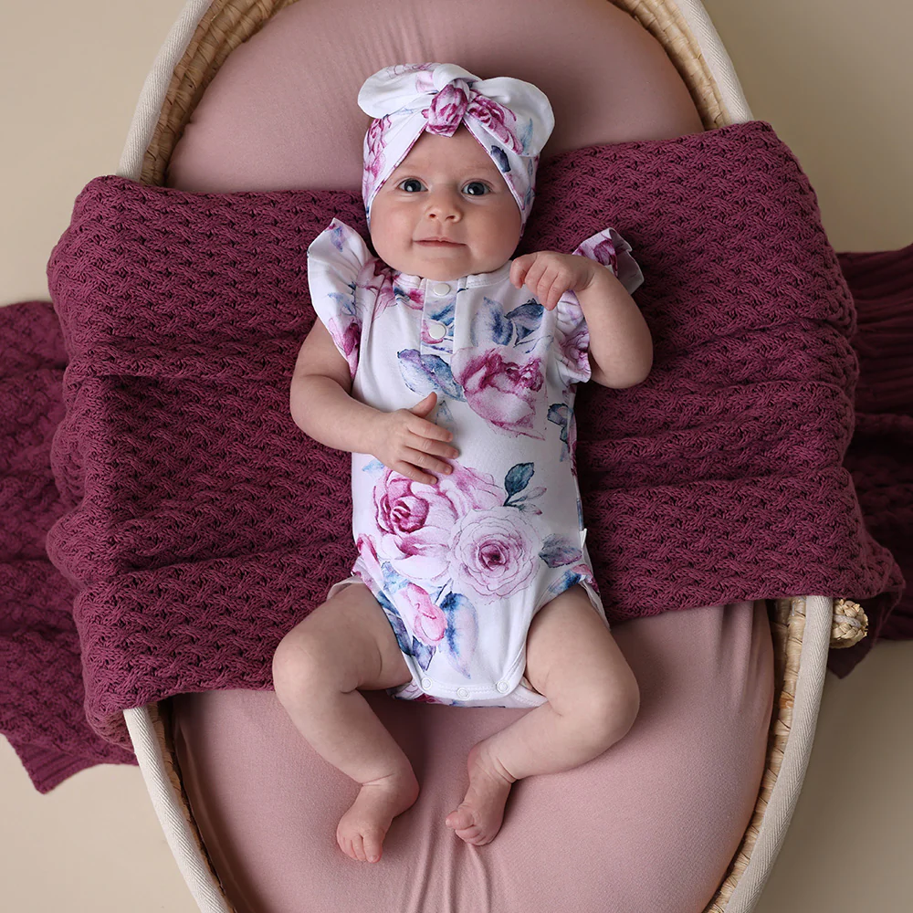 Lilac Skies Short Sleeve Organic Bodysuit with Frill - Image 7