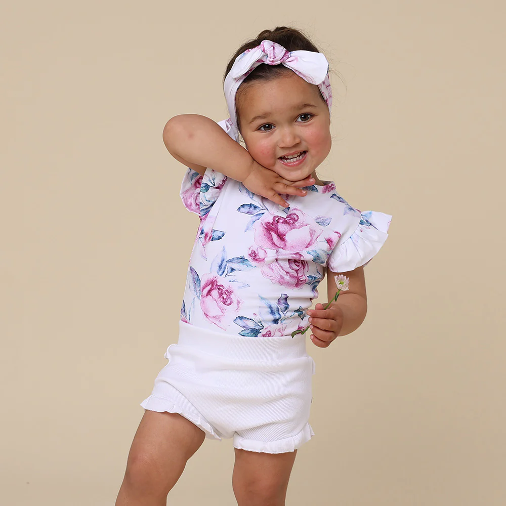 Lilac Skies Short Sleeve Organic Bodysuit with Frill - Image 8