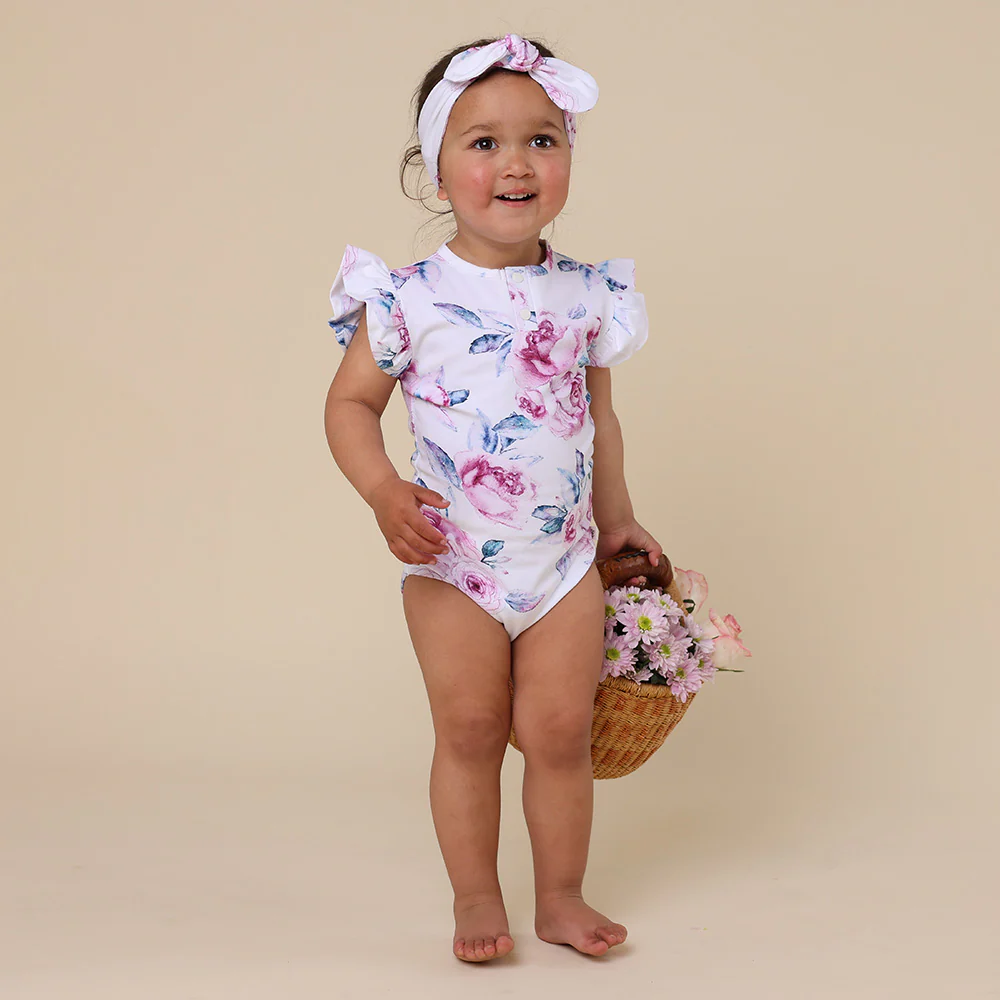 Lilac Skies Short Sleeve Organic Bodysuit with Frill - Image 9