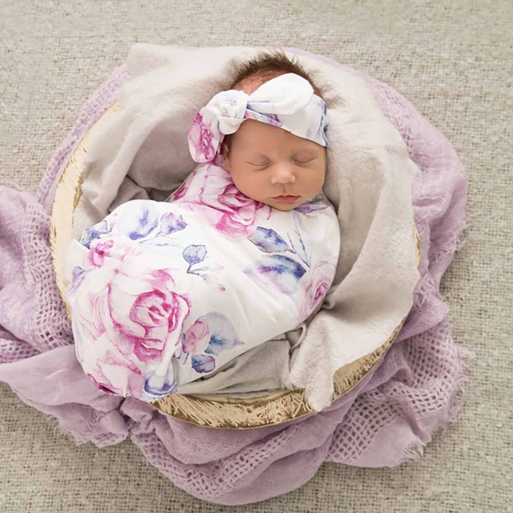 Lilac Skies Organic Snuggle Swaddle & Topknot Set - Image 3