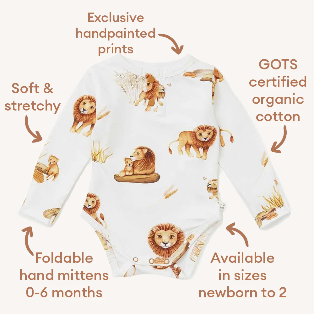 Lion Long Sleeve Organic Bodysuit - Image 4