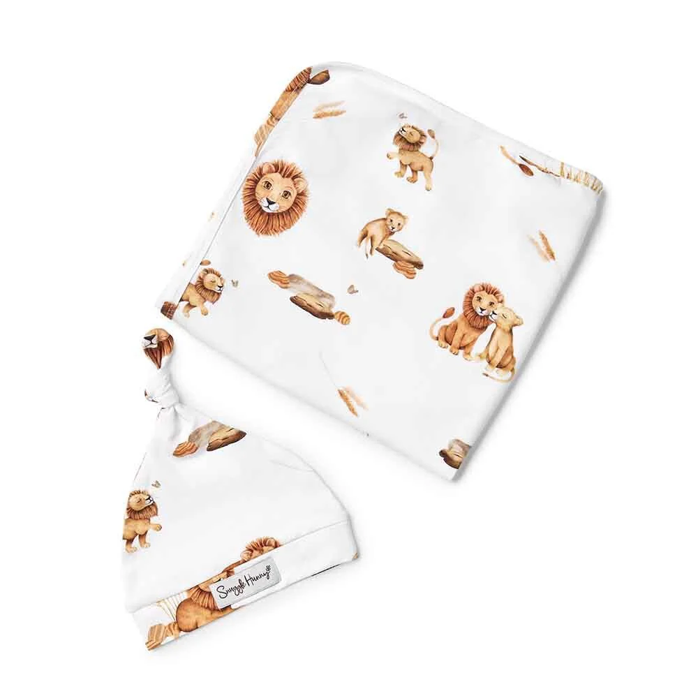 Lion Organic Jersey Wrap & Beanie Set - Image 2