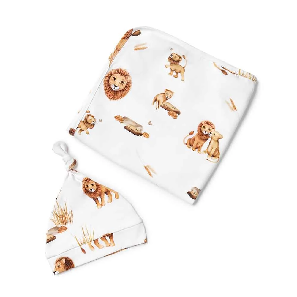 Lion Organic Jersey Wrap & Beanie Set - Image 4