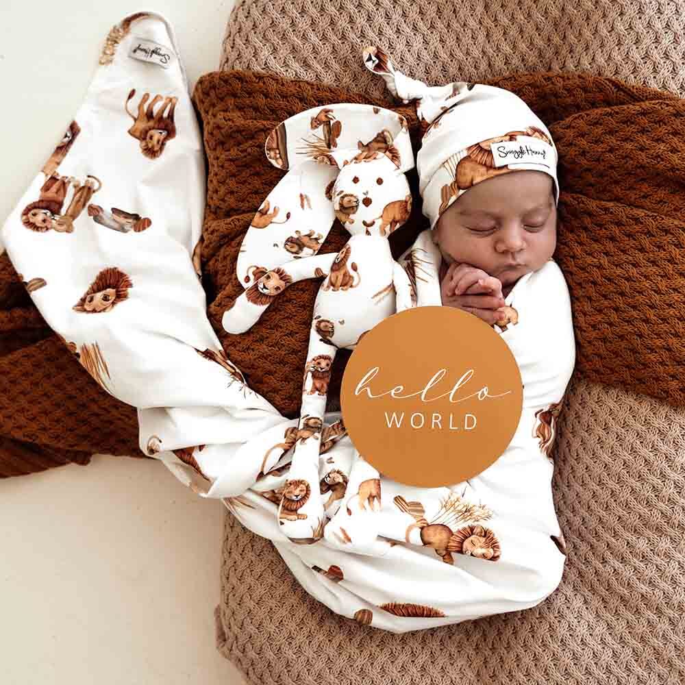 Lion Organic Jersey Wrap & Beanie Set - Image 5