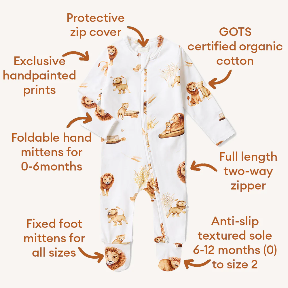 Lion Organic Snuggle Sleepsuit Zip Footie - Image 4