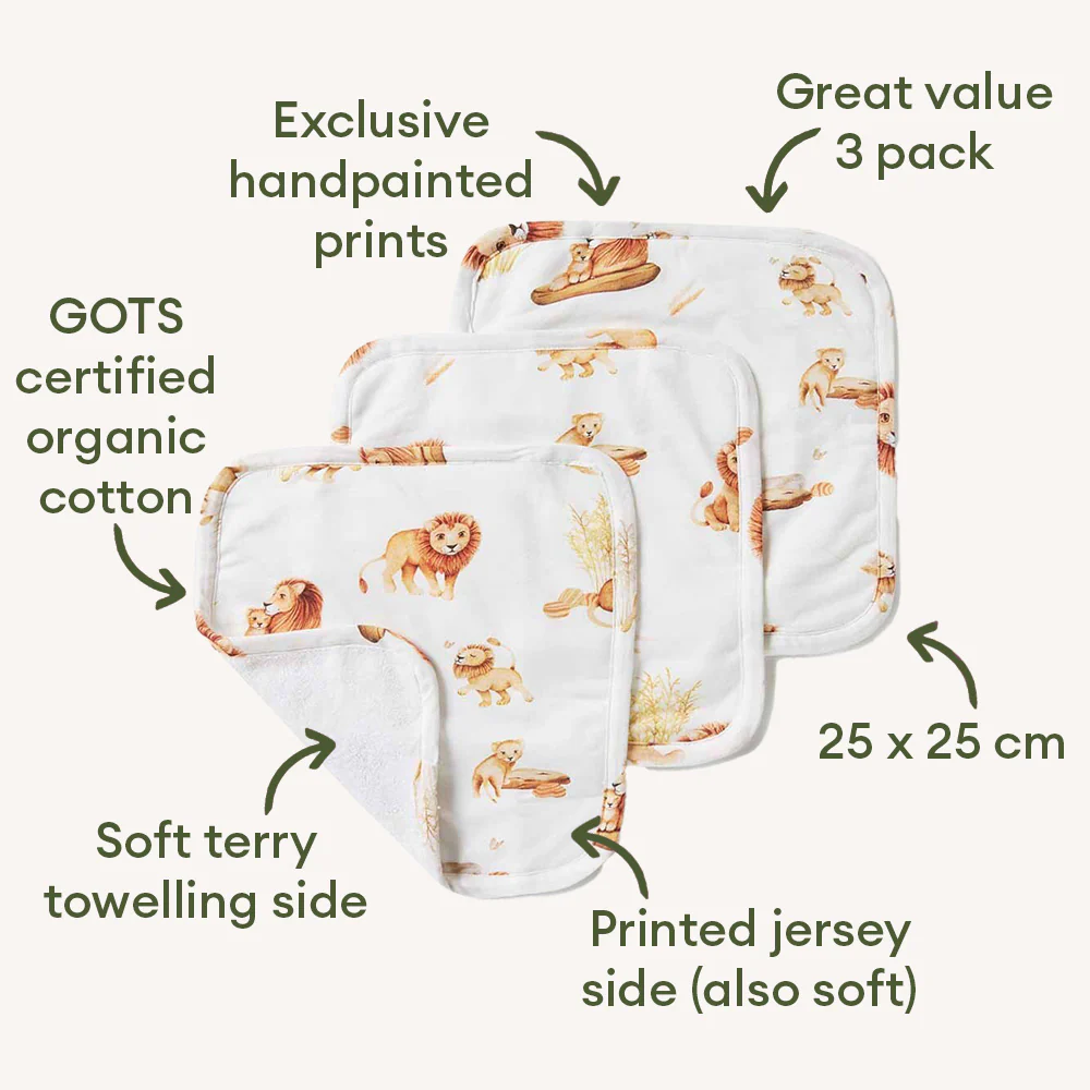 Lion Organic Wash Cloths - 3 Pack - Image 3