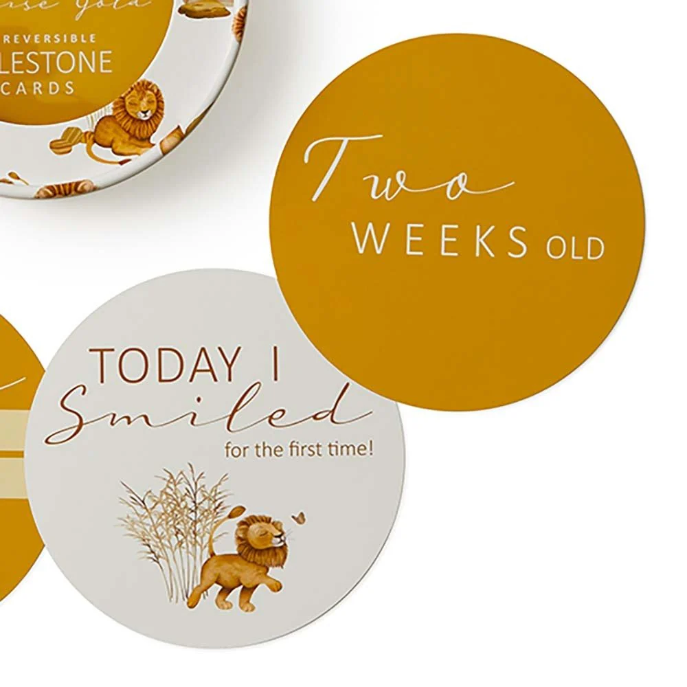 Lion & Sunrise Gold Reversible Milestone Cards - Image 3