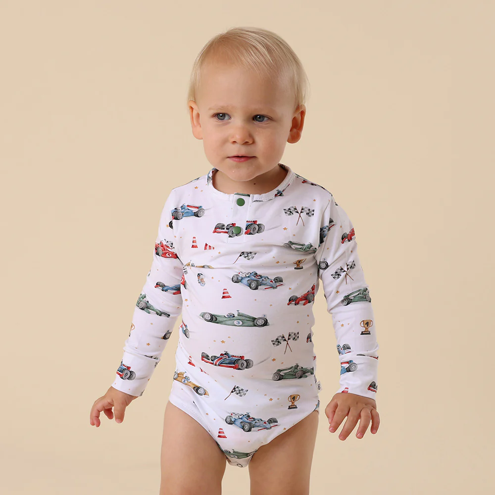 Little Racers Long Sleeve Organic Bodysuit - Image 4