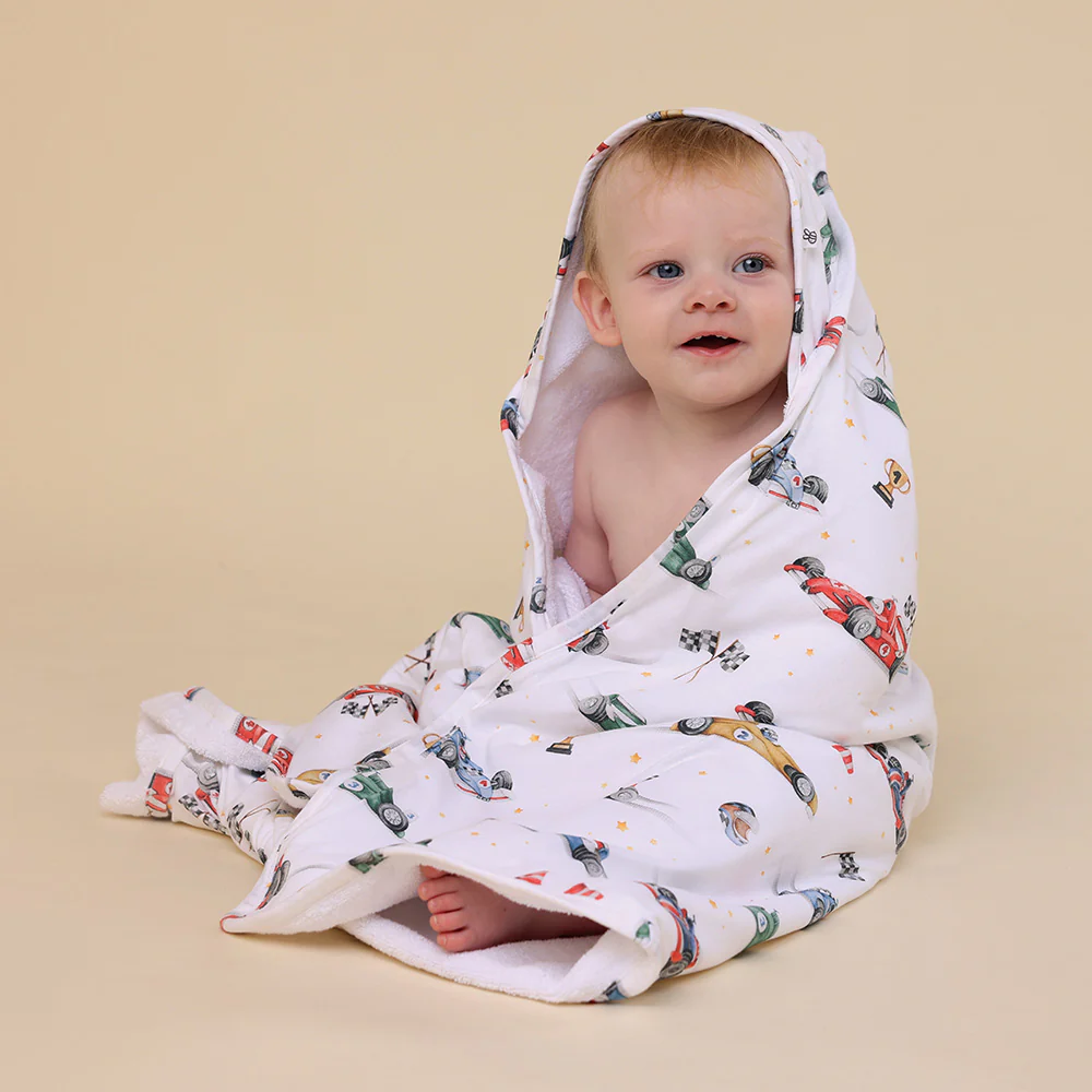 Little Racers Organic Baby Towel & Wash Cloth Set - Image 2
