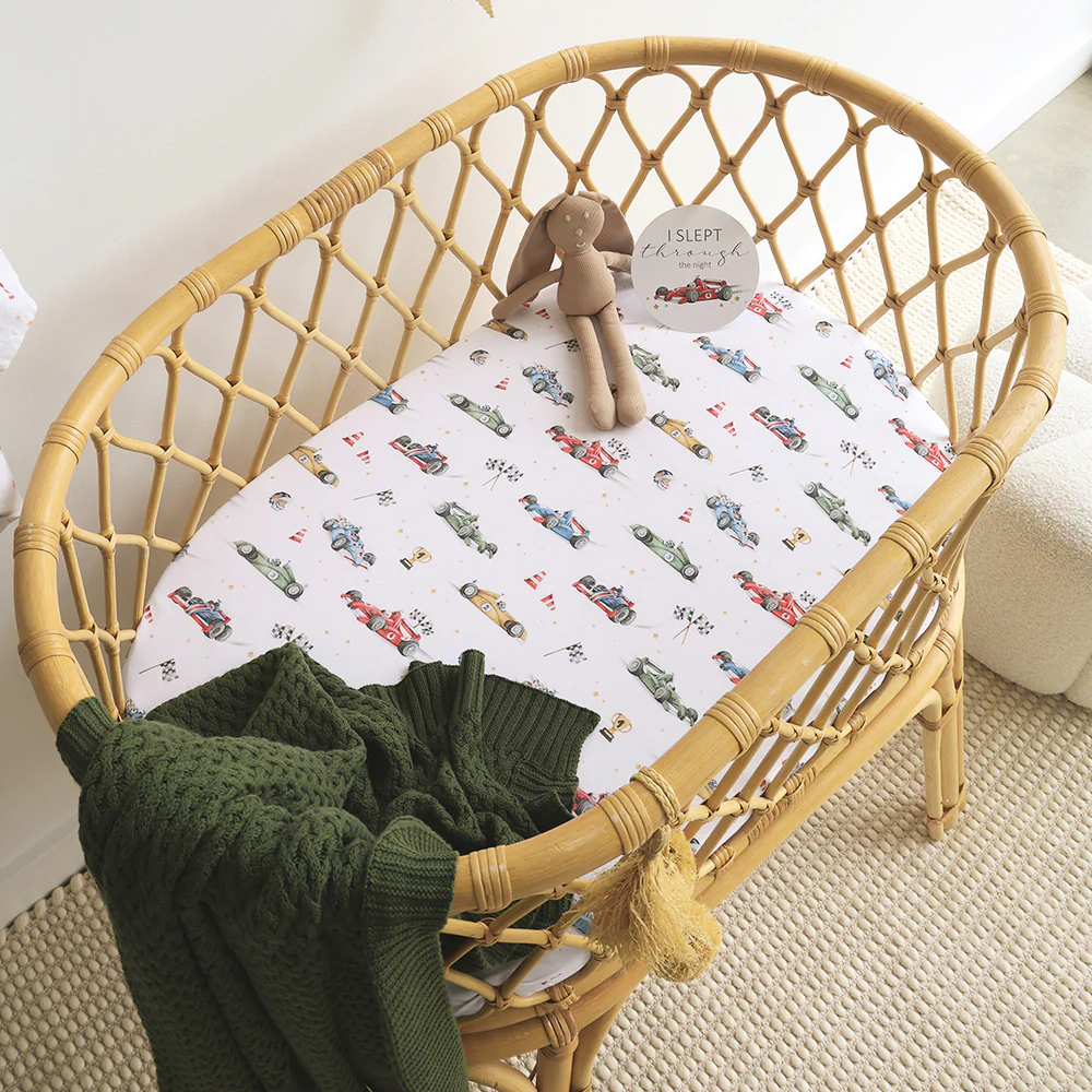 Little Racers Organic Bassinet Sheet / Change Pad Cover