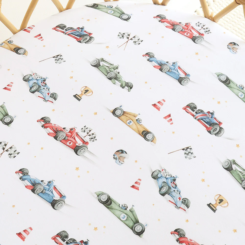 Little Racers Organic Bassinet Sheet / Change Pad Cover - Image 2