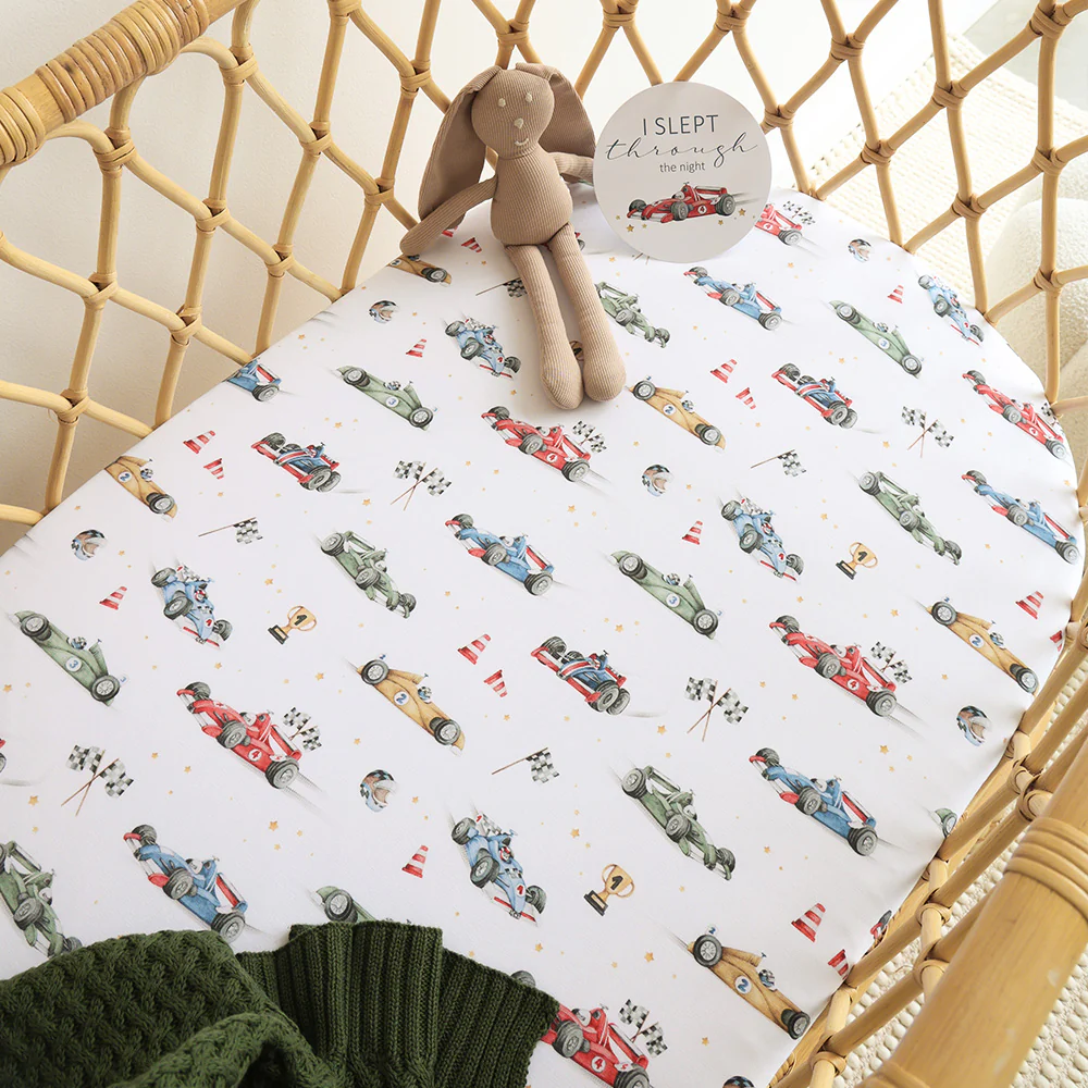 Little Racers Organic Bassinet Sheet / Change Pad Cover - Image 4
