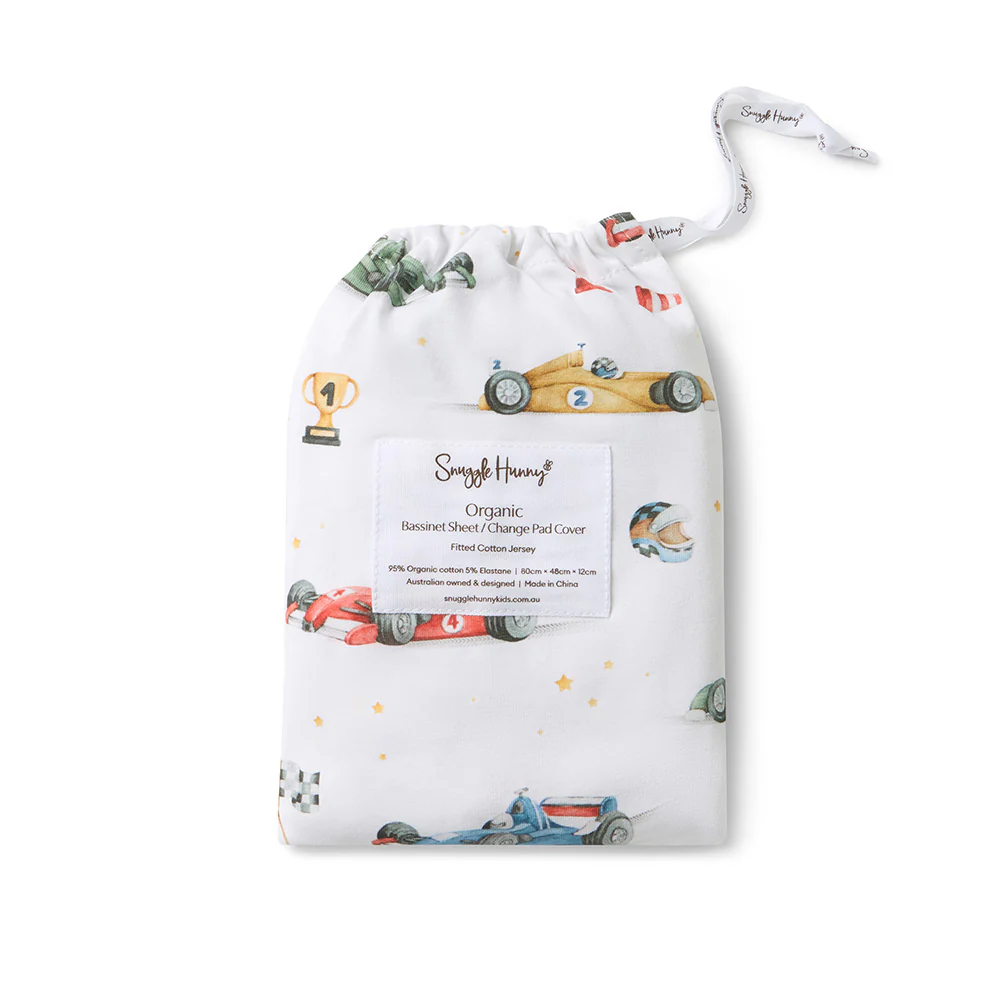 Little Racers Organic Bassinet Sheet / Change Pad Cover - Image 6