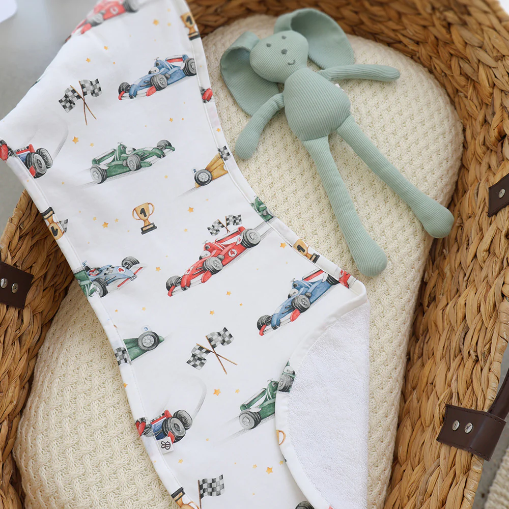 Little Racers Organic Cotton Burp Cloth - Image 3