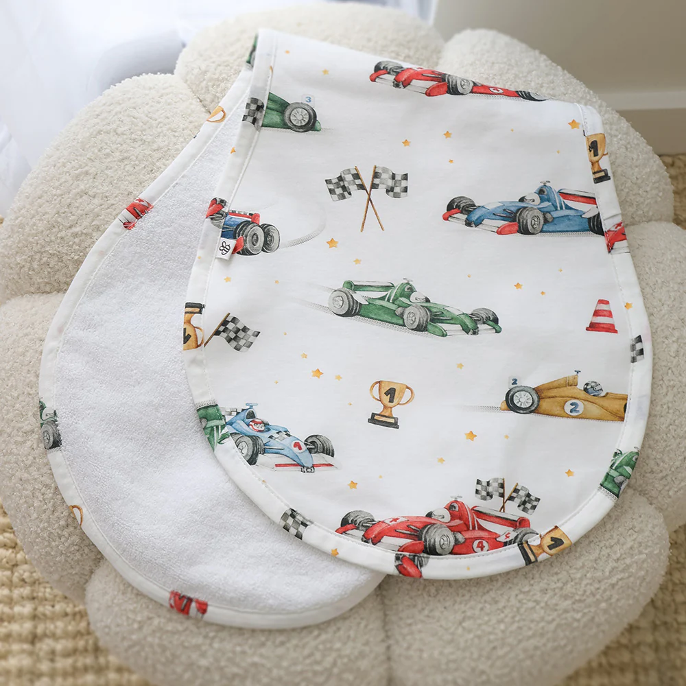 Little Racers Organic Cotton Burp Cloth - Image 7