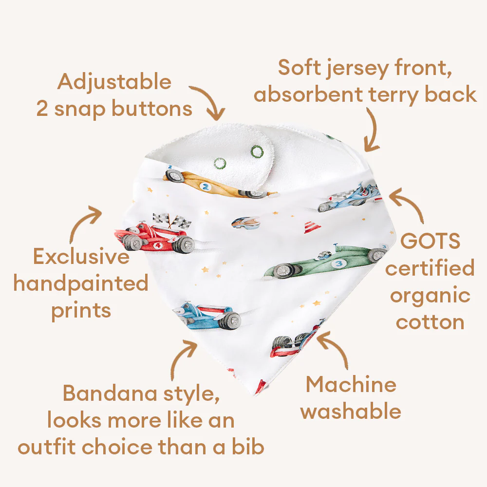 Little Racers Organic Dribble Bib - Image 4