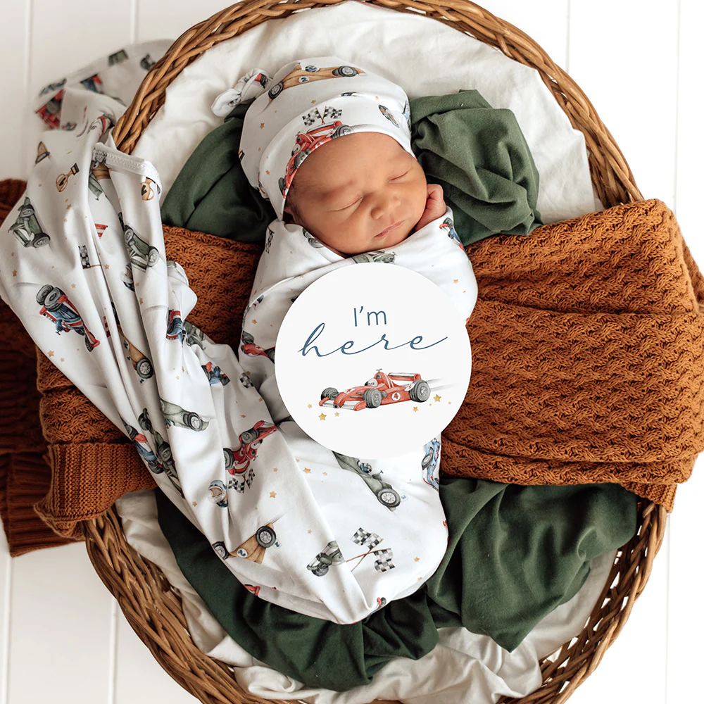 Little Racers Organic Jersey Wrap & Beanie Set - Image 6