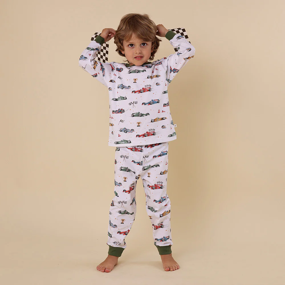 Little Racers Organic Kids Long Sleeve PJ Set - Image 3