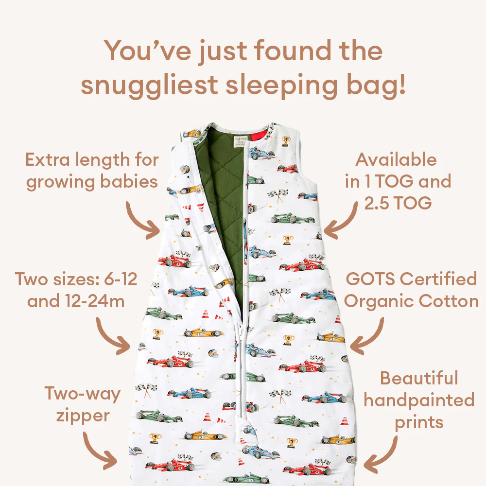 Little Racers Organic Sleeping Bag 1.0 TOG - Image 4