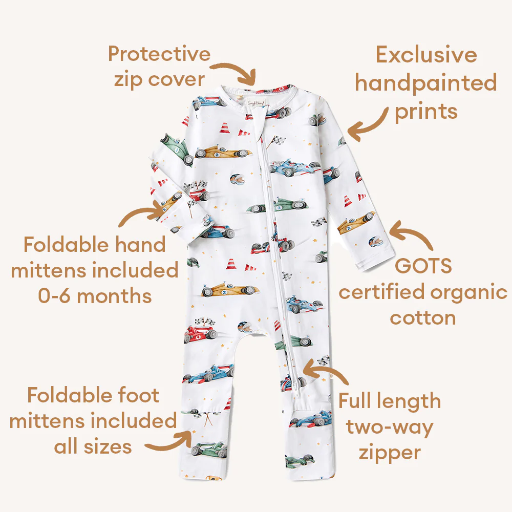 Little Racers Organic Snugglesuit Convertible Romper - Image 6