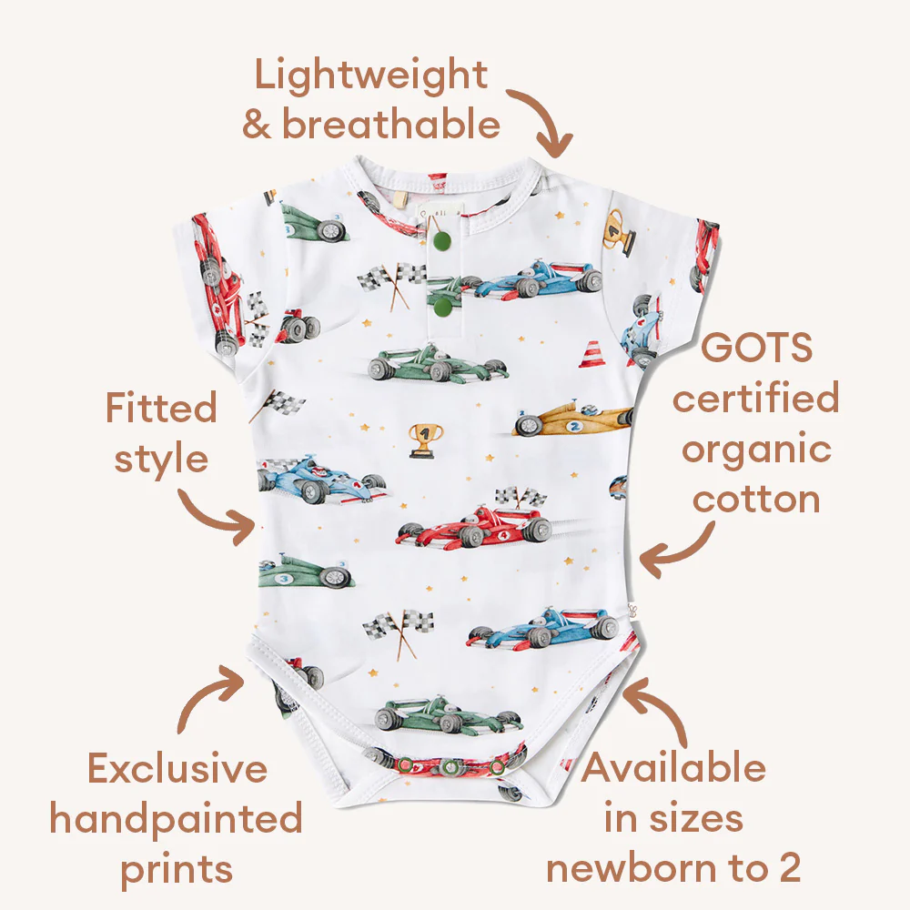 Little Racers Short Sleeve Organic Bodysuit - Image 5