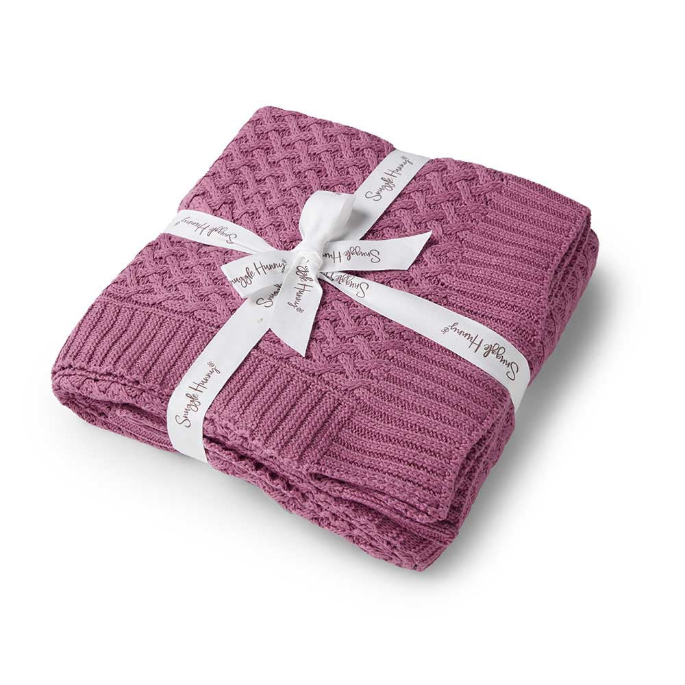 Mauve Diamond Knit Organic Baby Blanket - Image 2