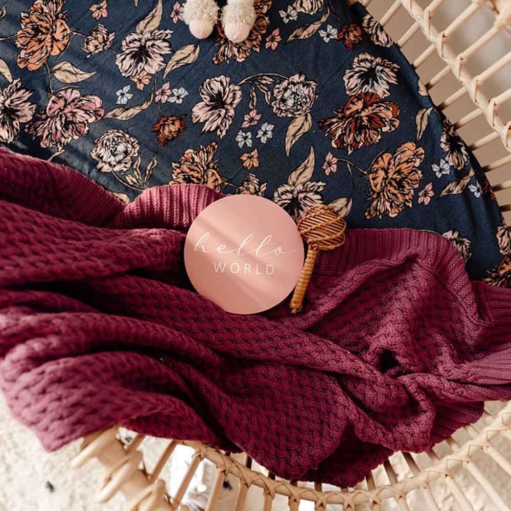 Mauve Diamond Knit Organic Baby Blanket - Image 3