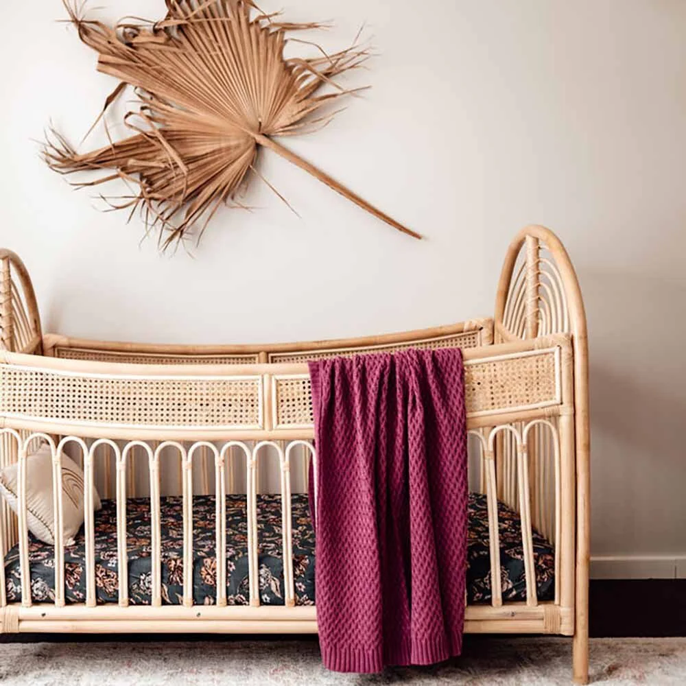 Mauve Diamond Knit Organic Baby Blanket - Image 4